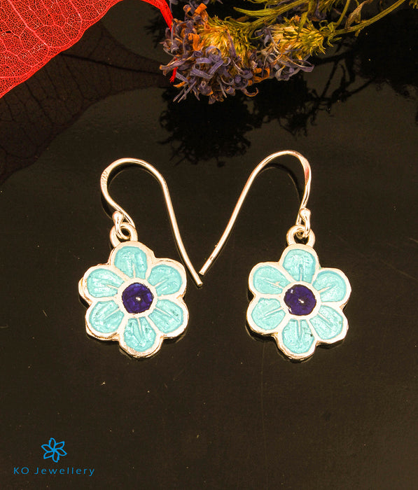 The Sarang Silver Meenakari Earrings (Light Blue)