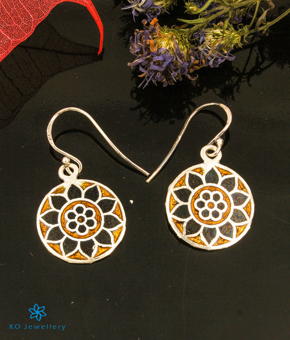 The Ahiri Silver Meenakari Earrings (Black/Gold)