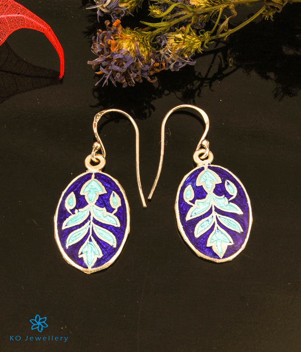 The Bihag Silver Meenakari Earrings (Dark Blue)
