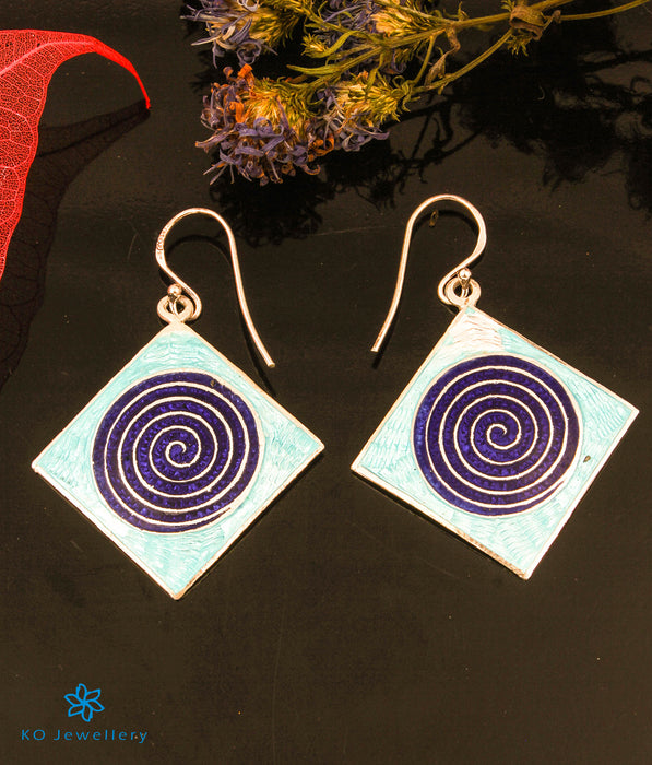 The Asmi Silver Meenakari Earrings (Blue)
