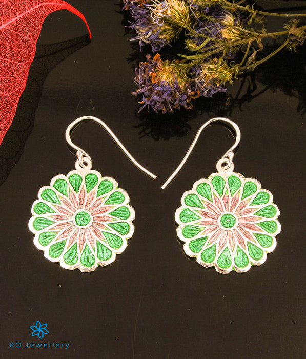 The Aadi Silver Meenakari Earrings (Light Green)