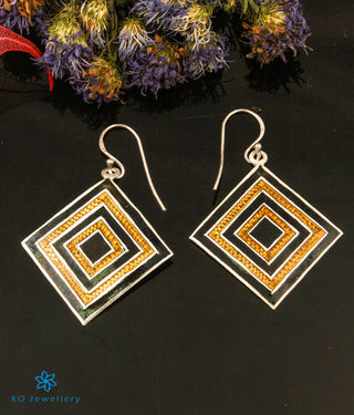 The Mina Silver Meenakari Earrings (Gold/Black)