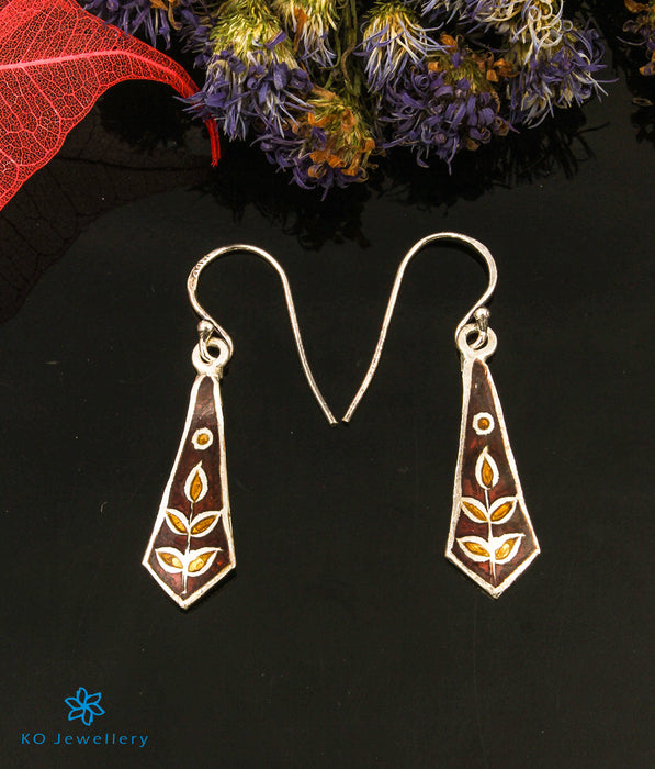 The Ritu Silver Meenakari Earrings (Brown)