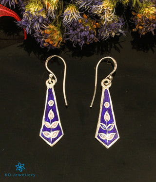 The Ritu Silver Meenakari Earrings (Blue)