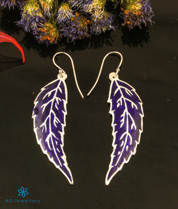 The Wings Silver Meenakari Earrings (Blue)