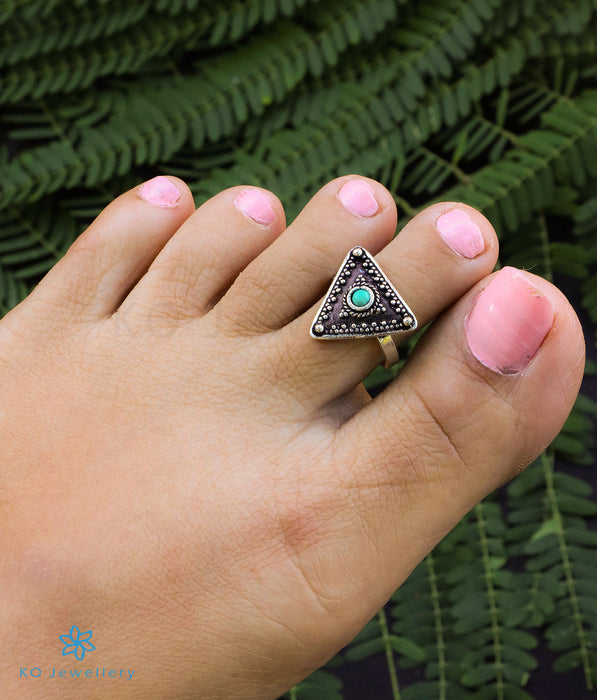 The Trishala Silver Toe-Rings (Turquoise)