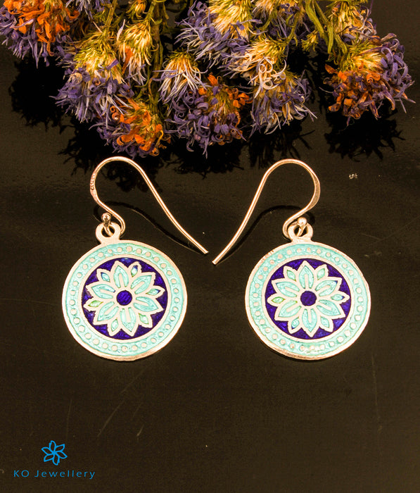 The Sutra Silver Meenakari Earrings (Light Blue)