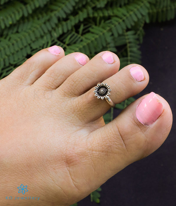 The Sunflower Silver Toe-Rings