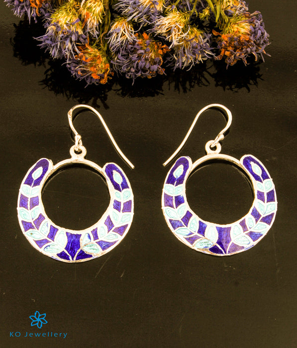 The Aisha Silver Meenakari Earrings (Blue)