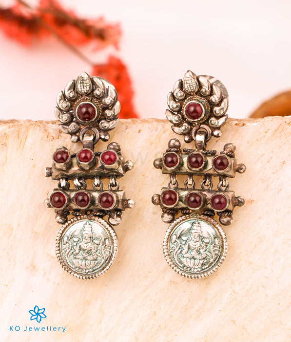 The Paramaa Antique Silver Lakshmi Coin Earrings (Oxidised)