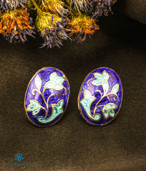 The Rohira Silver Meenakari Ear-studs (Blue)