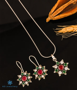Copy of The Darshana Silver Gemstone Pendant Set (Red)
