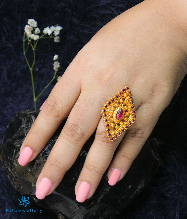 Adjustable Oval Shape Finger Rings with Kemp and Kundan Stones: Elegant  Jewelry F25833