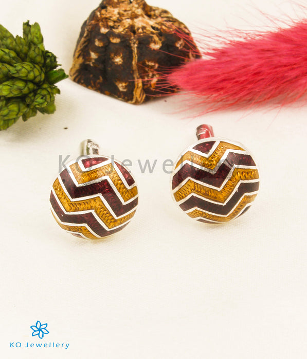 The Waves Silver Cufflinks (Brown/Gold)