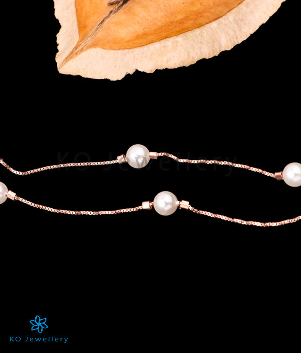 The Pearly Silver Rose-gold Necklace (Single Layer)