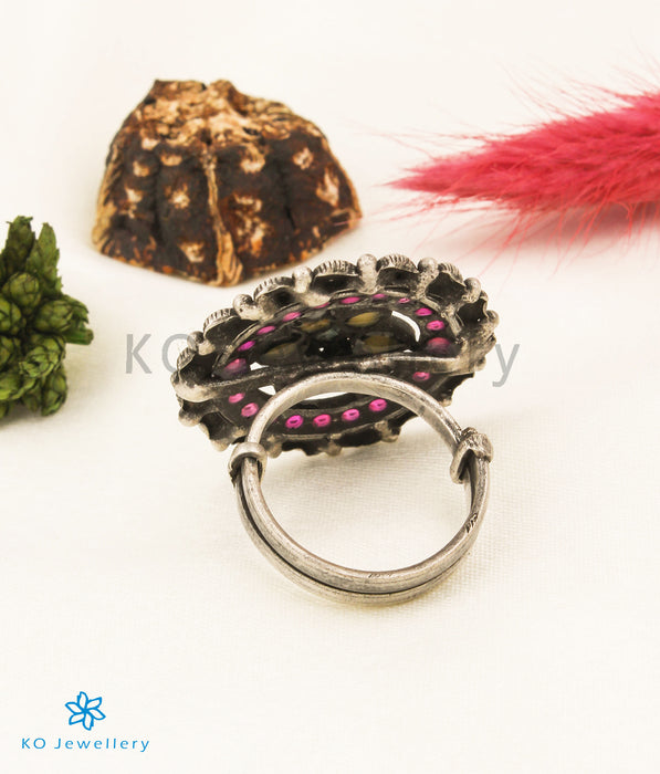 The Mayukhi Silver Peacock Finger Ring