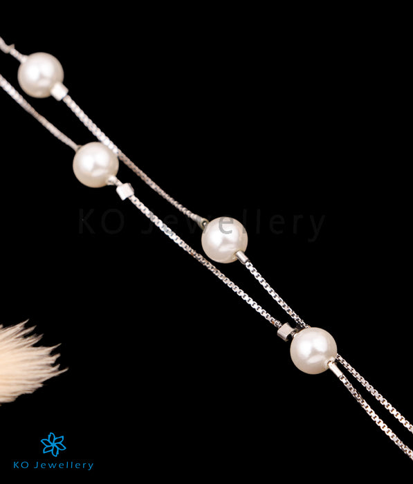 The Pearly Silver Bracelet (2 Layer/Small)