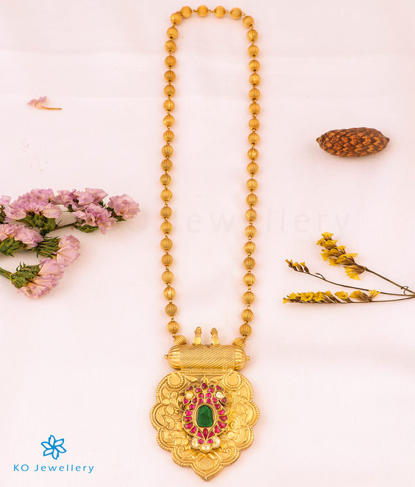 The Manasvini Antique Silver Kundan Peacock Necklace