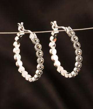 The Bling Silver Marcasite  Hoop Earrings