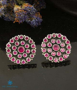 The Yuti Silver Earstuds (Red)