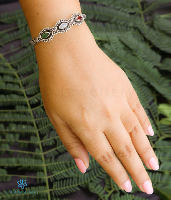 The Triratna Silver Openable Gemstone Bracelet