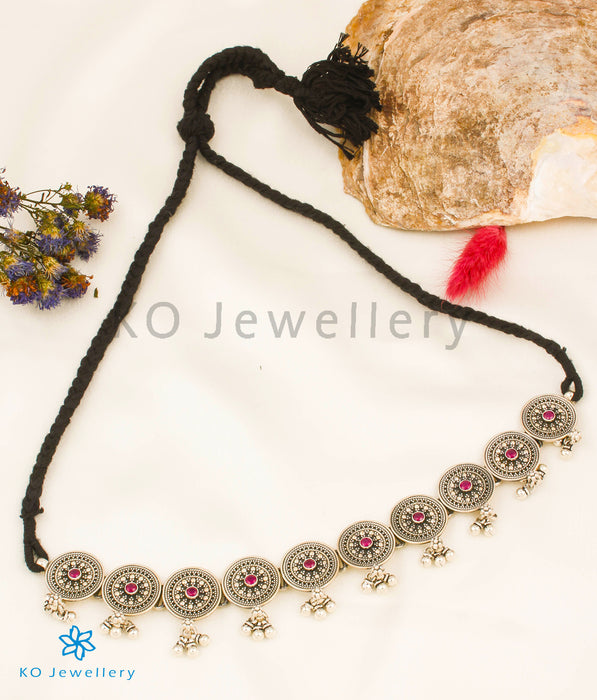 The Prithvi Silver Choker-Necklace (Red)