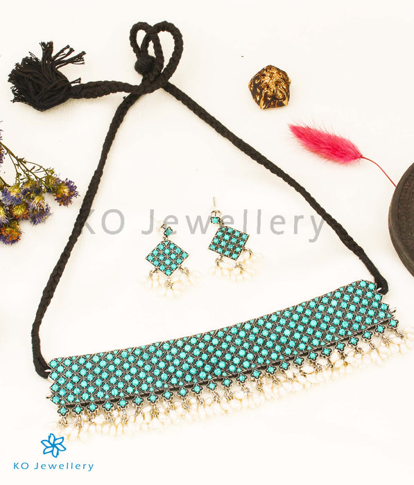 The Sahaj Silver Choker Necklace (Turquoise)