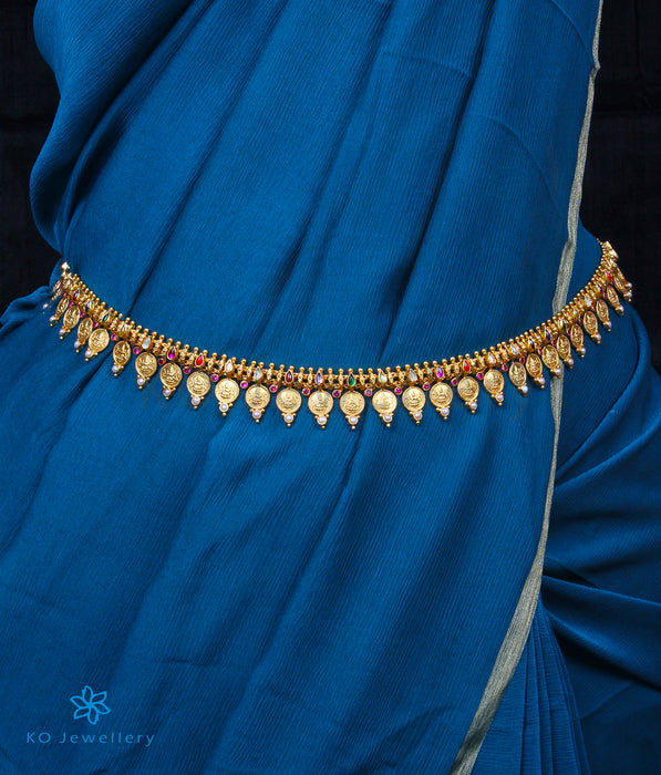 The Vagmi Silver Navratna Lakshmi Kasumala Coin Necklace/Waistbelt