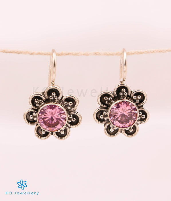 The Diva Silver Gemstone Earrings (Pink)