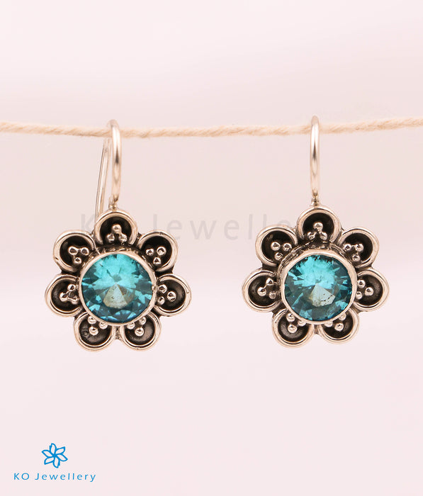 The Diva Silver Gemstone Earrings (Light Blue)