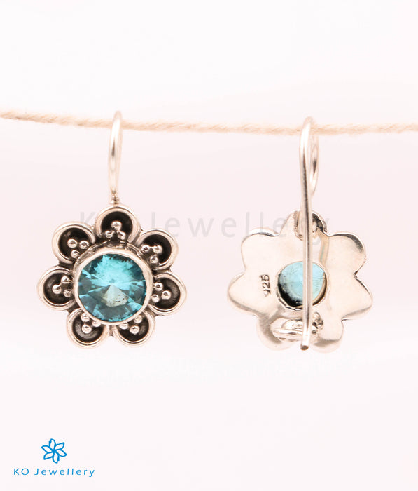 The Diva Silver Gemstone Earrings (Light Blue)