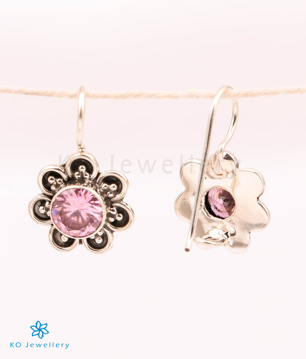 The Diva Silver Gemstone Earrings (Pink)