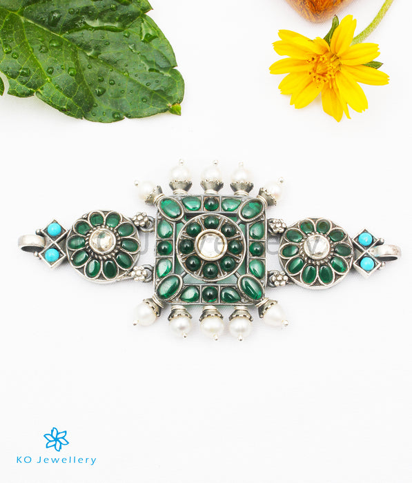 The Asavari Silver Choker Necklace (Green)
