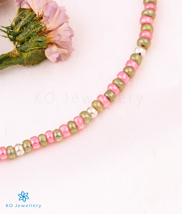 The Pastel Silver Bead Anklets