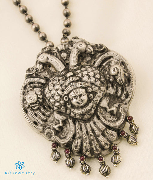 Nakshi Necklace, Pure silver temple jewellery online India.