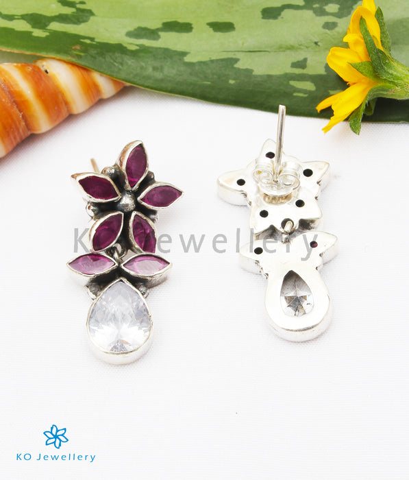 The Nimit Silver Gemstone Earrings (Red/white)
