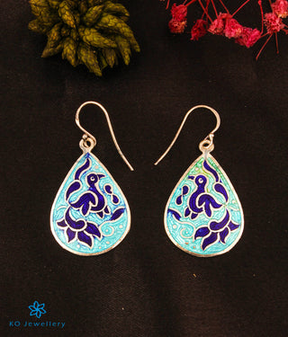 The Morni Silver Meenakari Earrings (Blue)