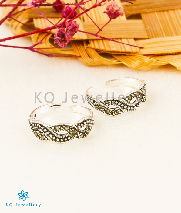 The Waves Silver Marcasite Toe-Rings