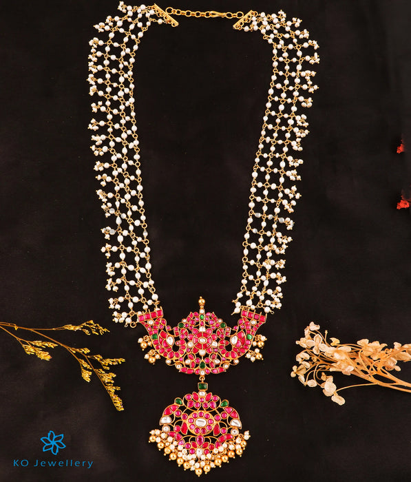 The Ravina Silver Kundan Peacock Pearl Necklace