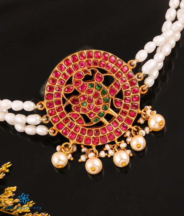 The Jivita Silver Kundan Peacock Pearl Necklace