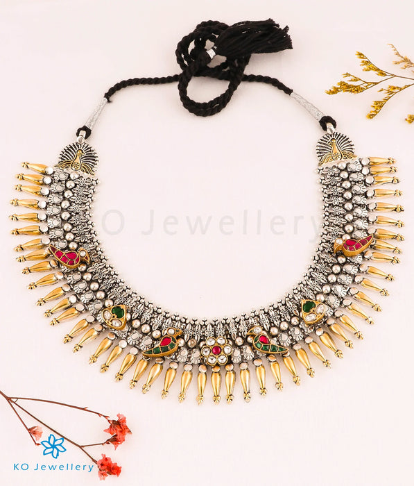 The Panchi Silver Kundan-Jadau Necklace (2 tone)