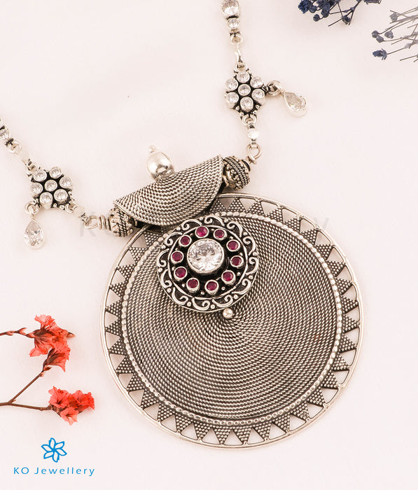 The Dyutita Silver Antique Gemstone Necklace