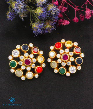 The Yajata Silver Ear-studs (Navratna)