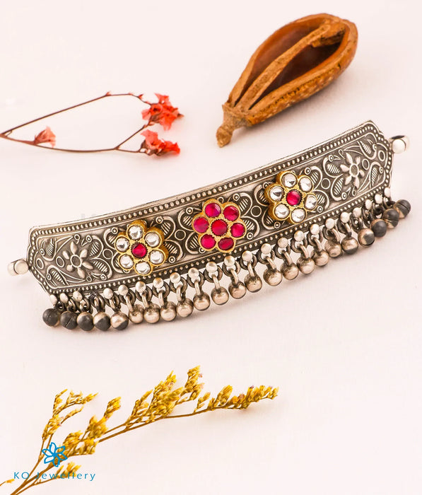 The Minoo Silver Kundan-Jadau Necklace (2 tone)