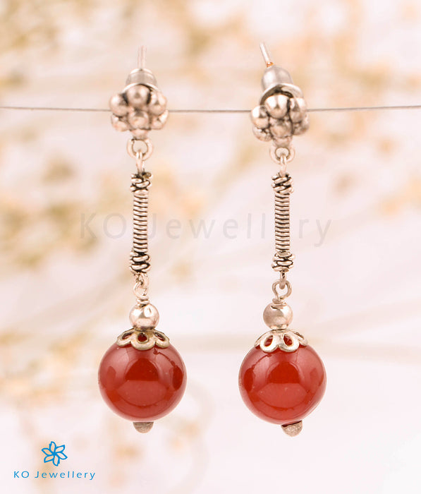 The Red Onyx Silver Gemstone Earring