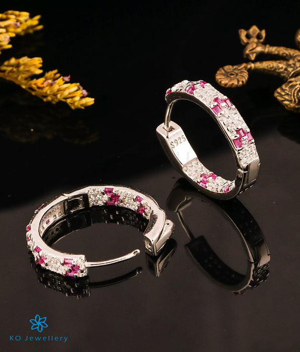 The Flame Sparkle Silver Hoops