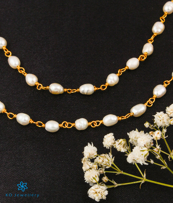The Samudra Silver Pearl Anklets