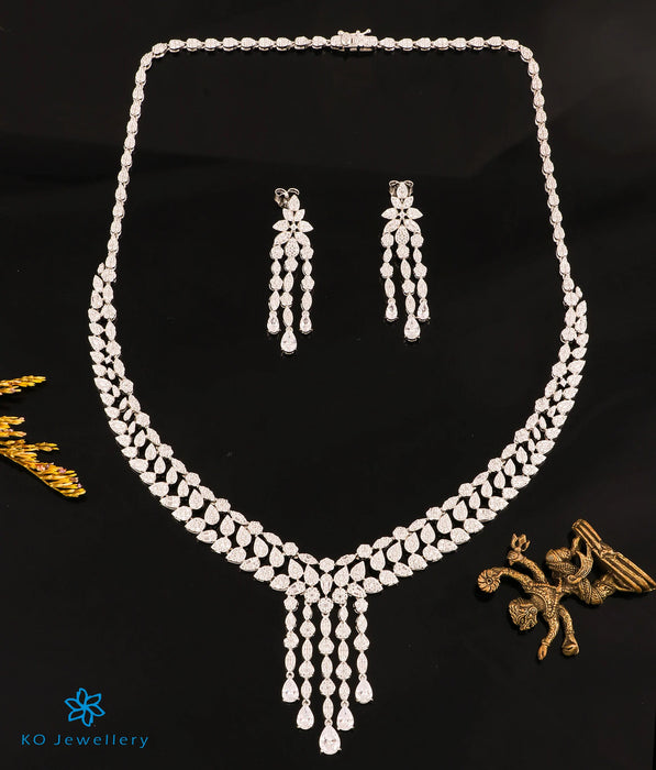 The Diamond Drop Silver Necklace & Earrings