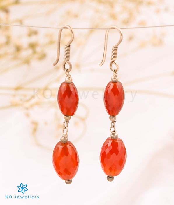 The Red Onyx Silver Gemstone Earring