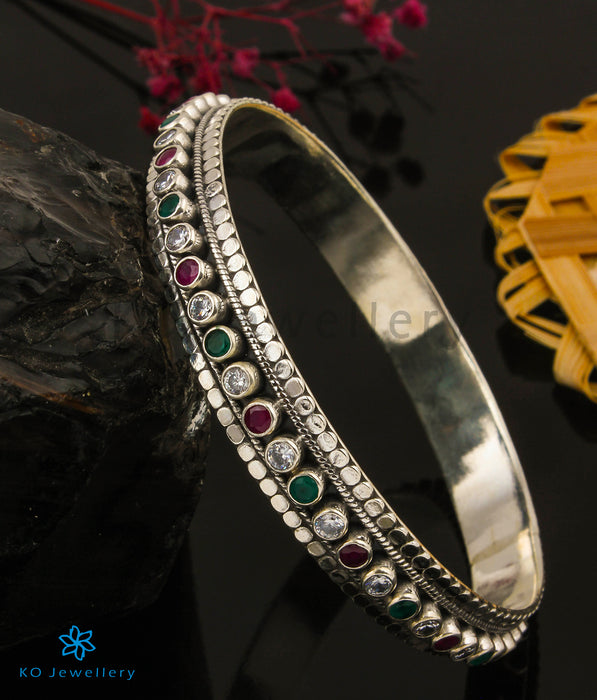 The Abha Silver Bangle (Red/Green/Size 2.6)